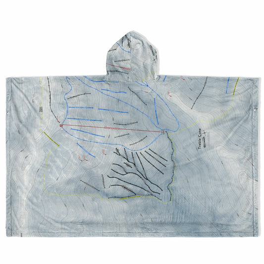 Treble Cone, New Zealand Ski Resort Map Flannel Blanket Poncho - Powderaddicts