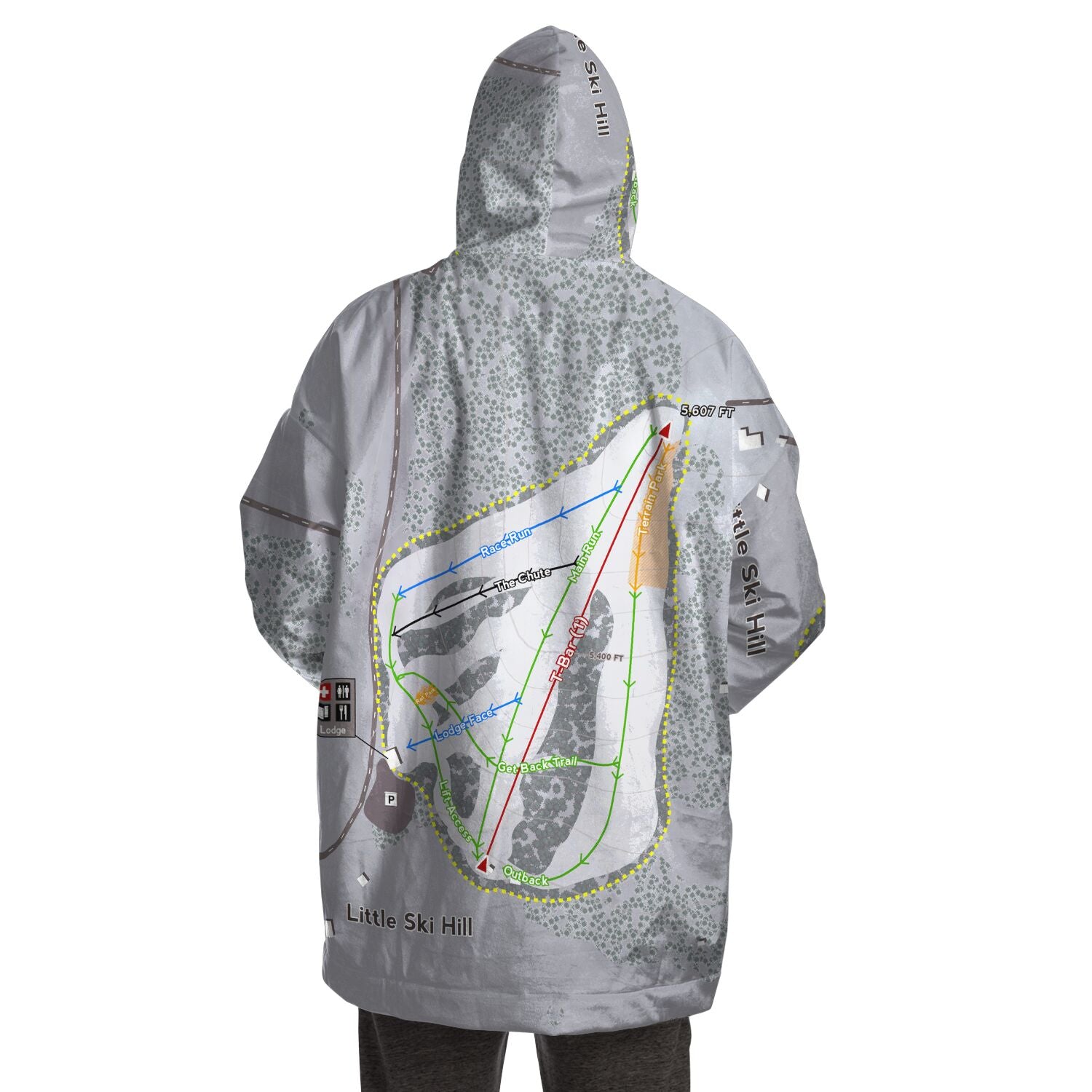 Little Ski Hill, Idaho Ski Trail Map Snug Hoodie
