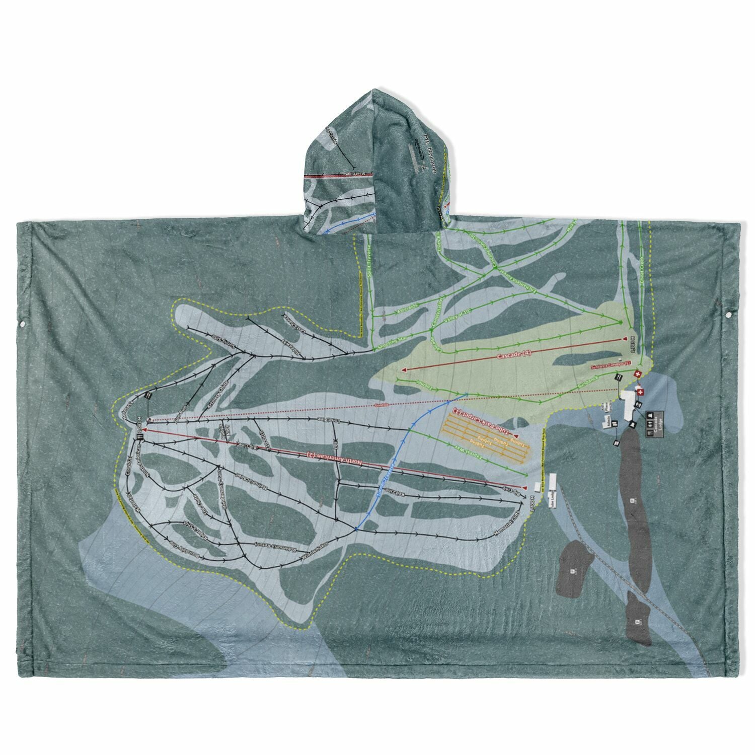 Mt Norquay, Alberta Ski Resort Map Flannel Blanket Poncho