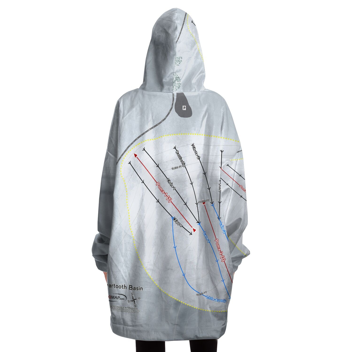 Beartooth Basin, Wyoming Ski Trail Map Snug Hoodie
