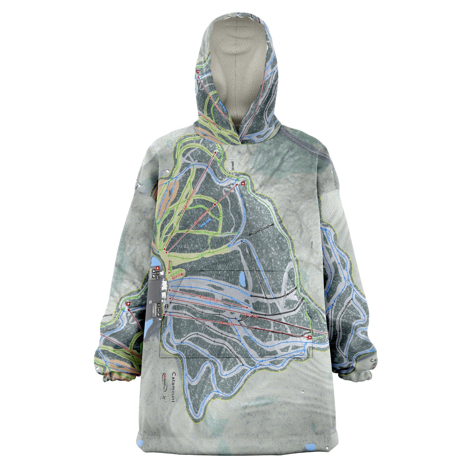 Catamount, New York Ski Trail Map - Snug Hoodie