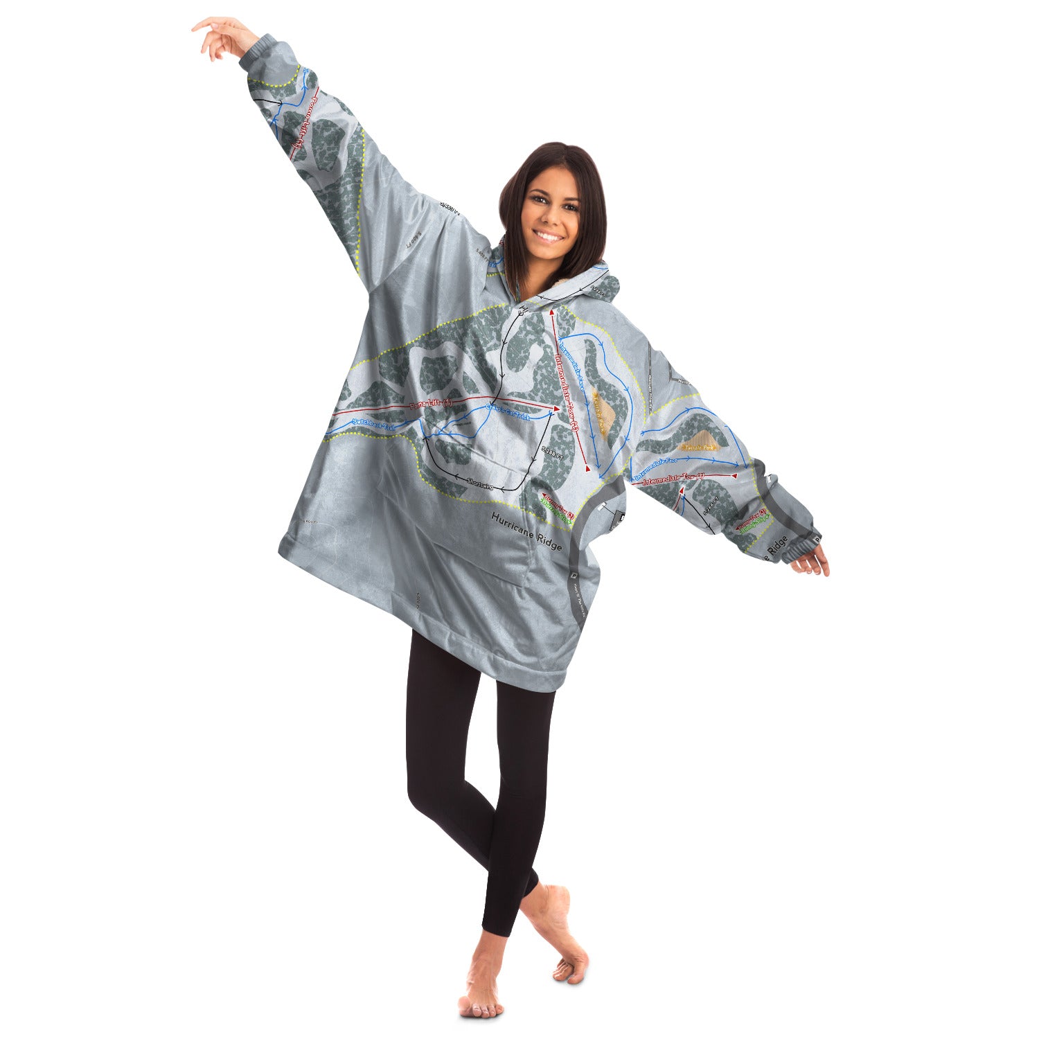 Hurricane Ridge, Washington Ski Trail Map - Snug Hoodie