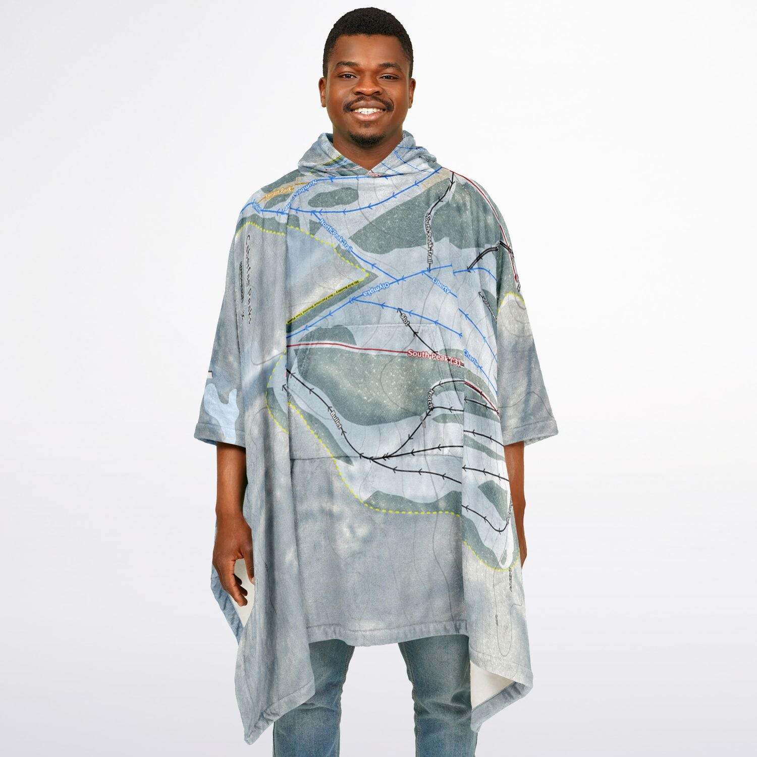 Caberfae Peaks, Michigan Ski Resort Map Flannel Blanket Poncho
