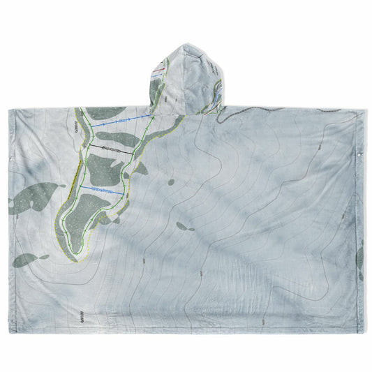 Bald Mountain, Idaho Ski Resort Map Flannel Blanket Poncho