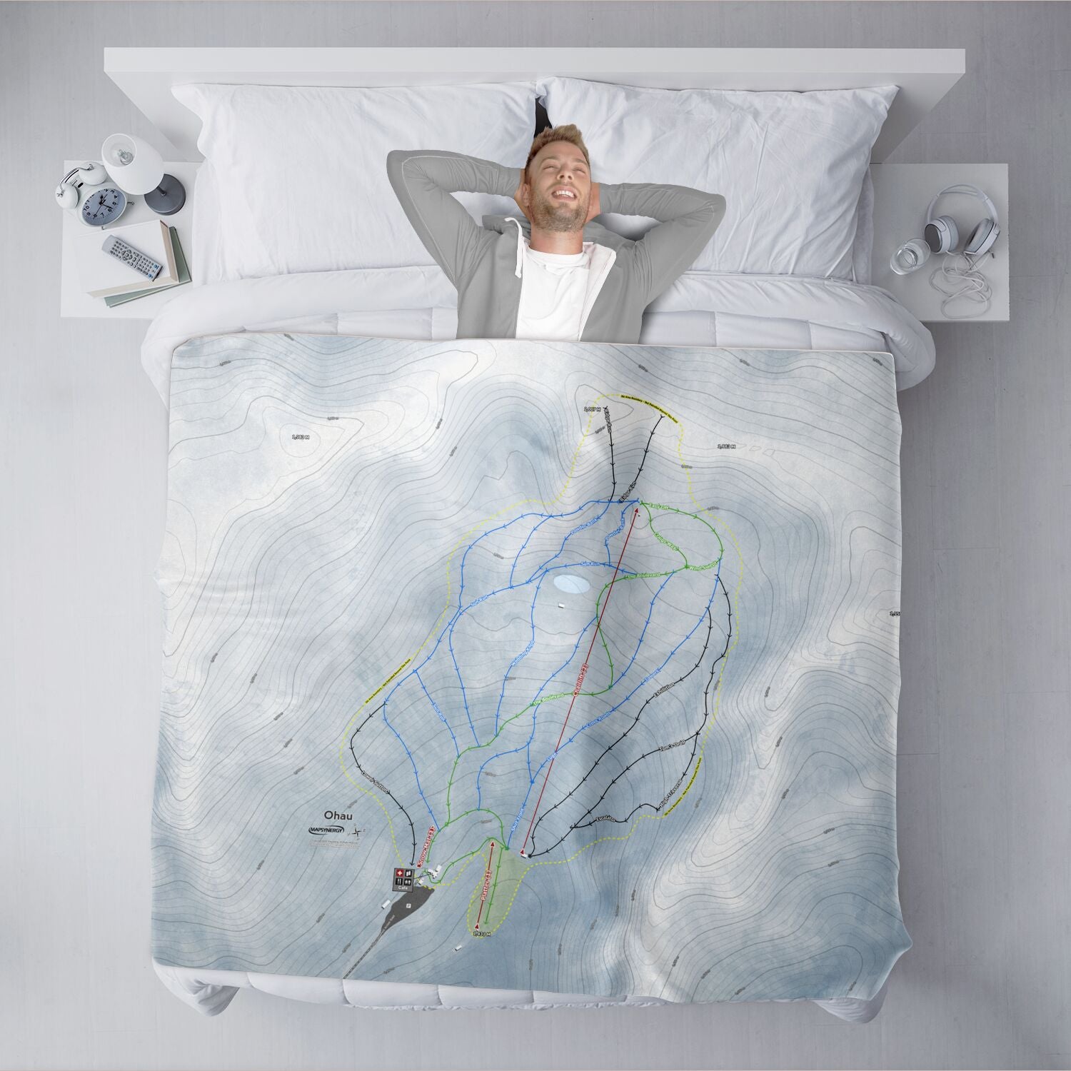 Ohau, New Zealand Ski Resort Map XL Blanket