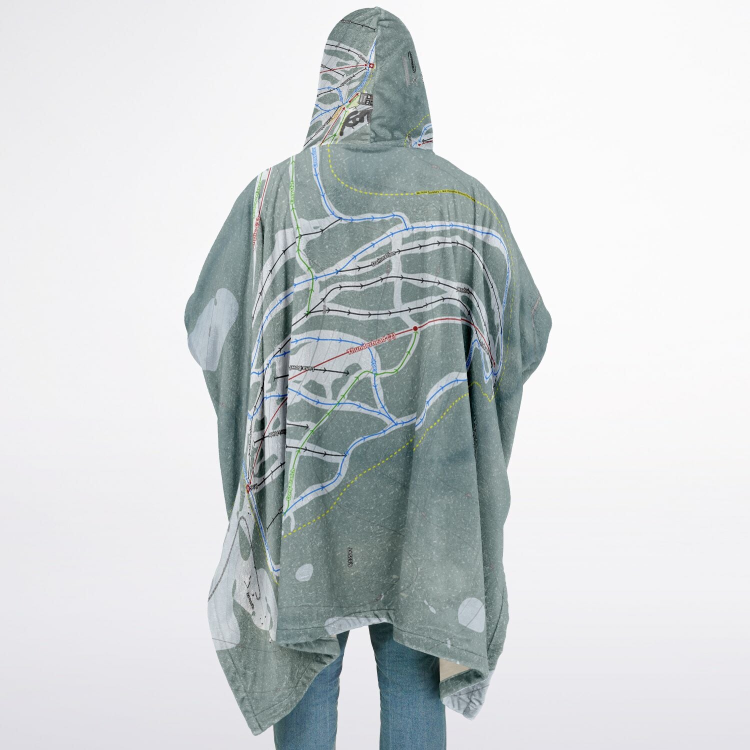 Blacktail Mountain, Montana Ski Resort Map Flannel Blanket Poncho