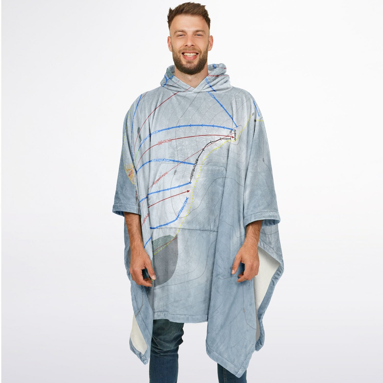 Arctic Valley, Alaska Ski Resort Map Flannel Blanket Poncho