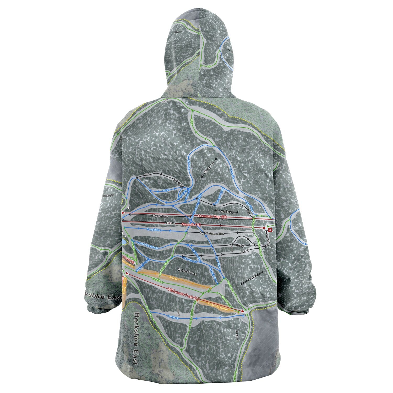 Berkshire East, Massachusetts Ski Trail Map - Snug Hoodie