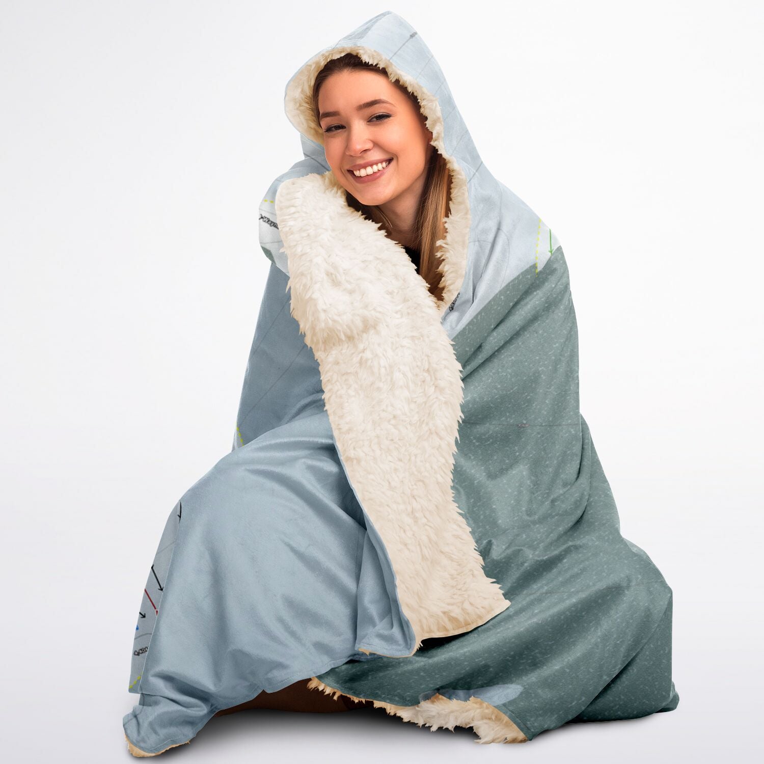 Sitz mark, Washington Ski Trail Map - Adult Hooded Blanket