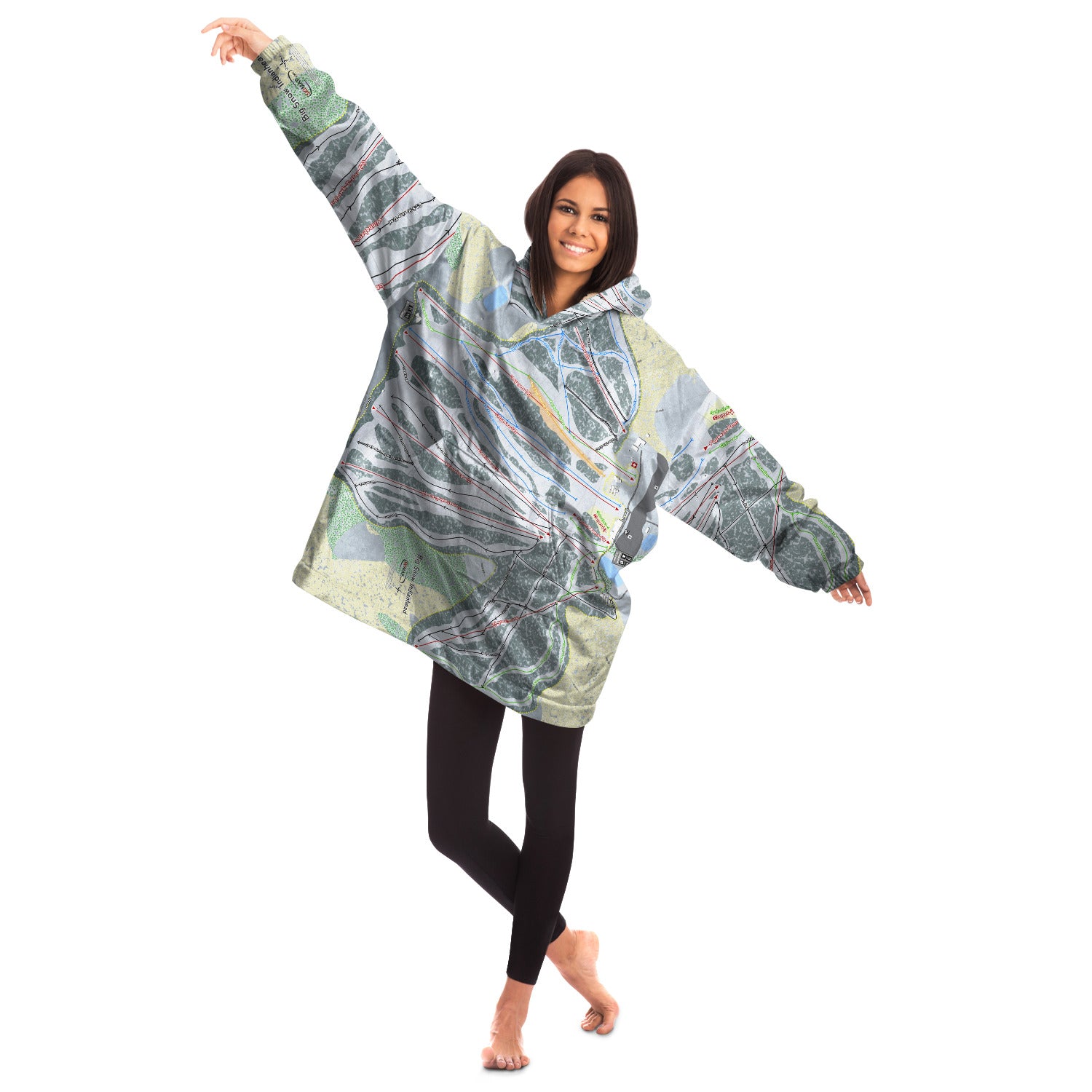 Big Snow Indianhead, Michigan Ski Trail Map Snug Hoodie