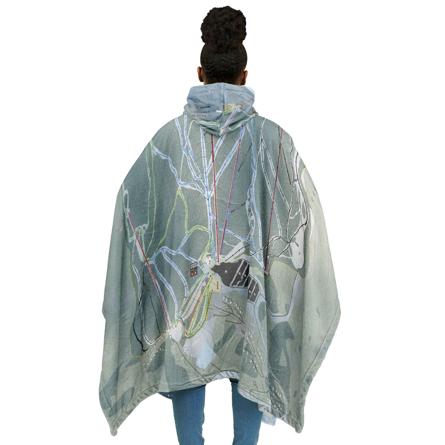 Le Massif De Charlevoix, Quebec Ski Resort Map Flannel Blanket Poncho