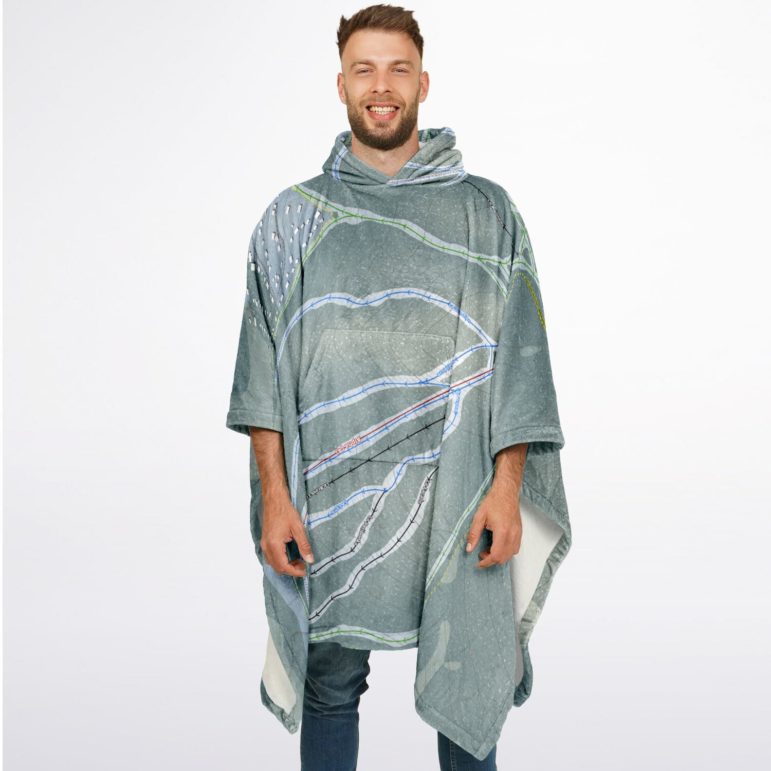 Le Valinouet, Quebec Ski Resort Map Flannel Blanket Poncho