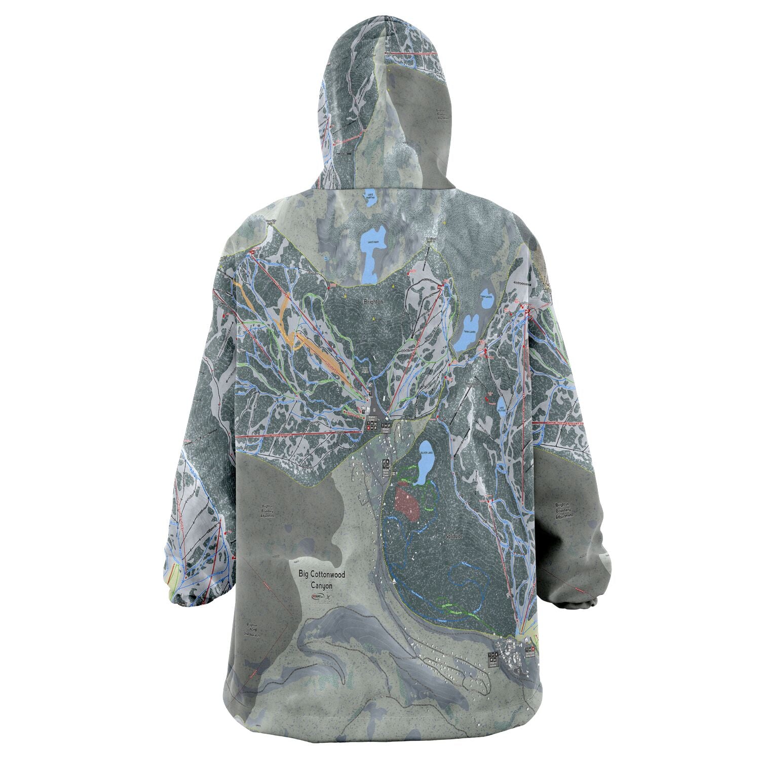 Big Cottonwood Canyon, Utah Ski Trail Map - Snug Hoodie