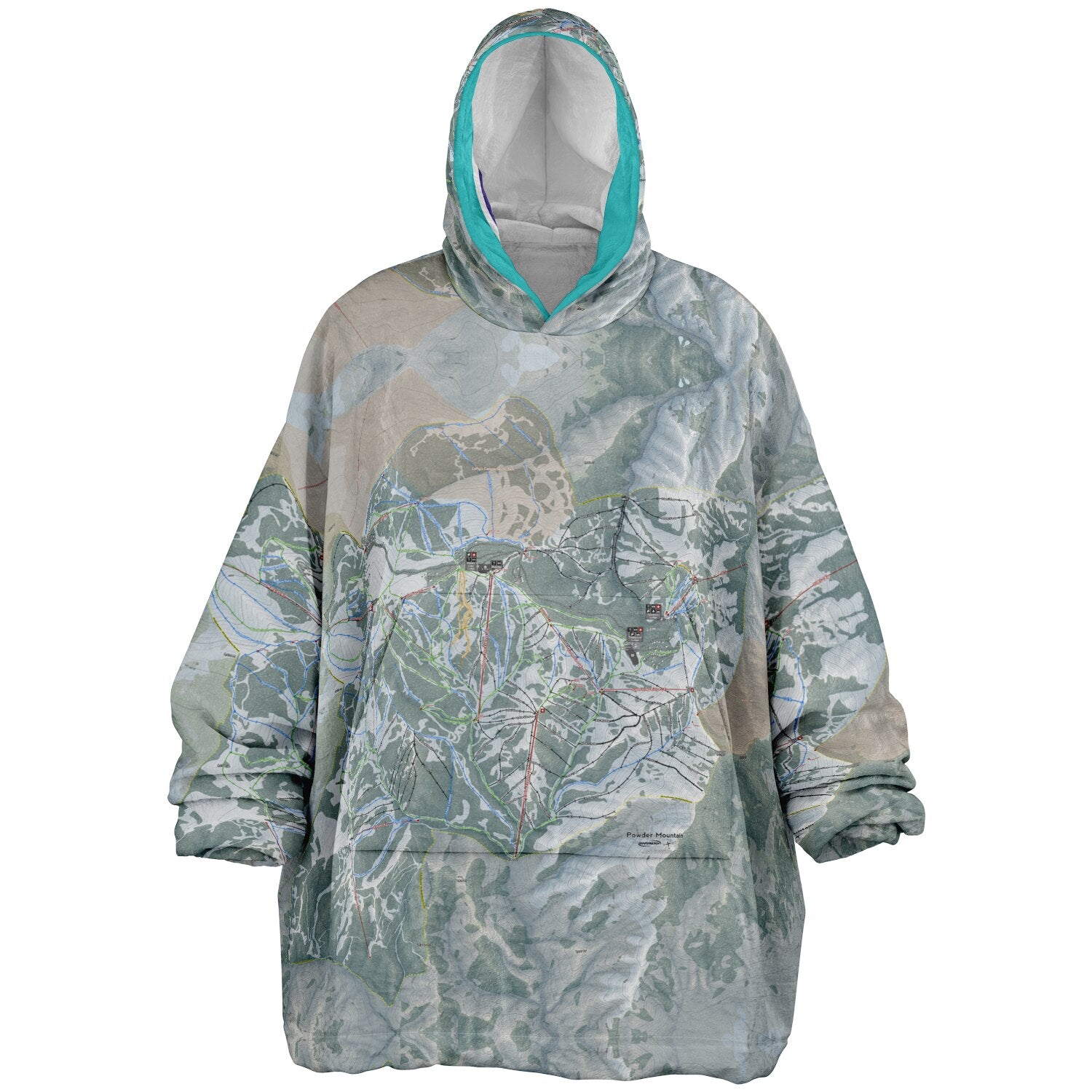 Powder Mountain, Utah Ski Resort Map Reversible Snug Hoodie