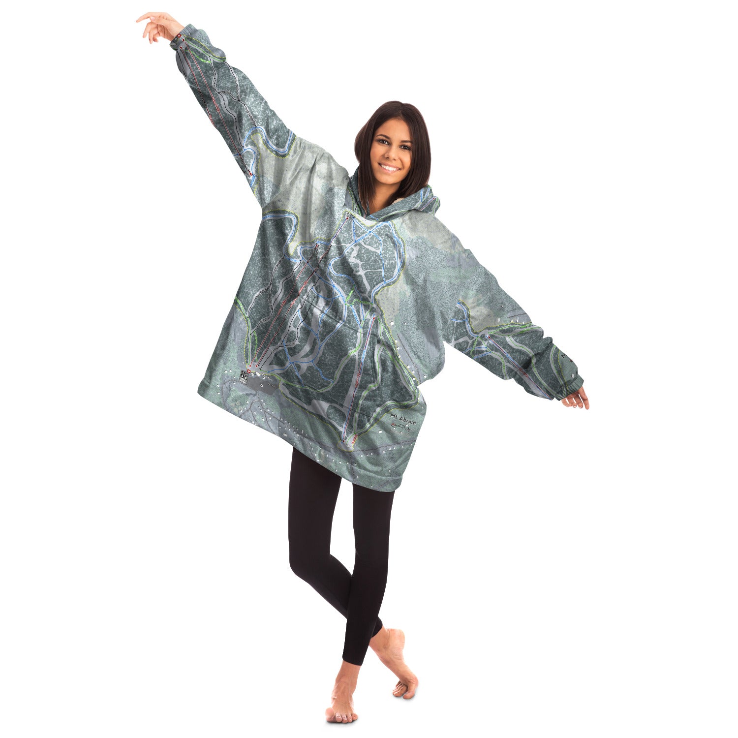 Mt Abram, Maine Ski Trail Map - Snug Hoodie