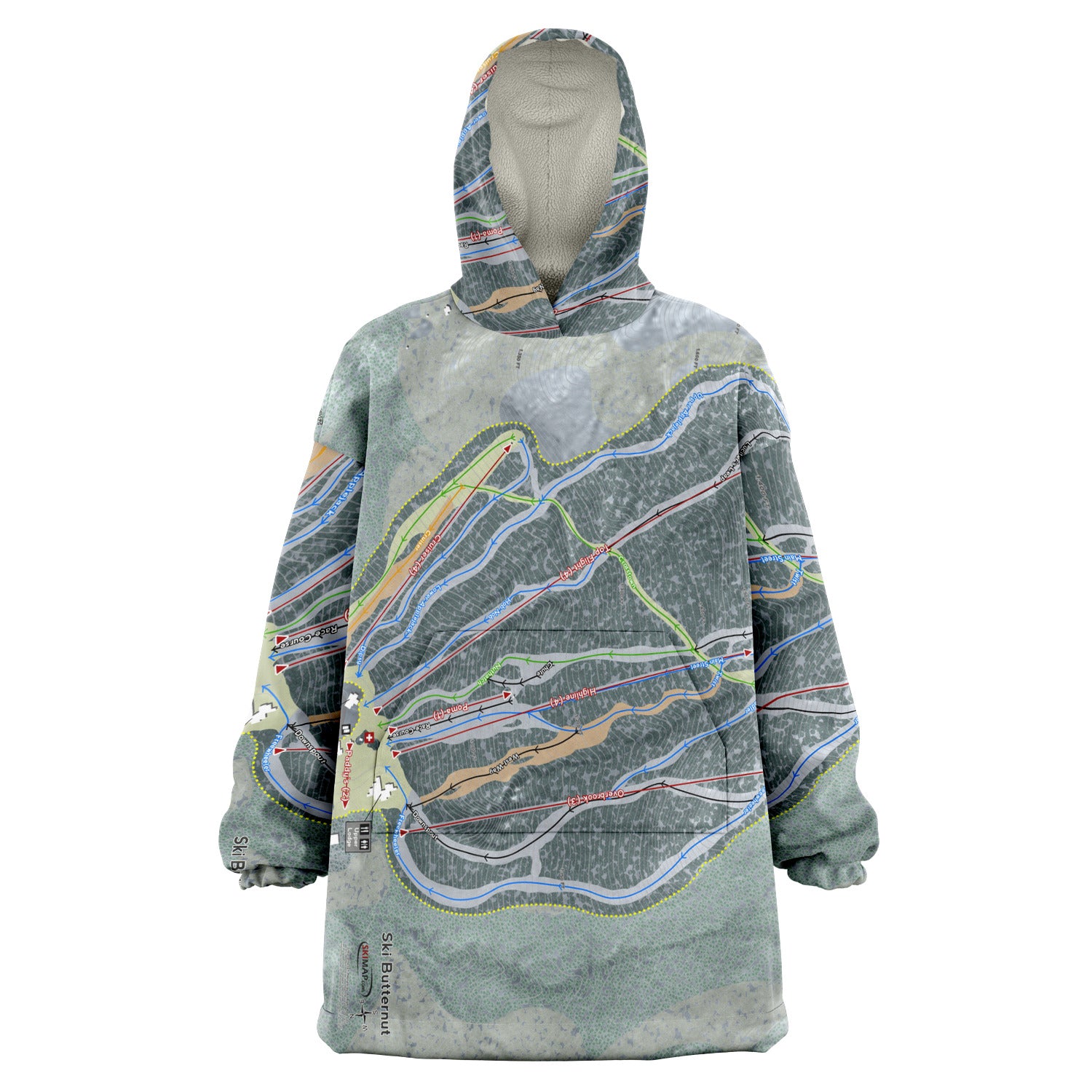 Ski Butternut, Massachusetts Ski Trail Map Snug Hoodie