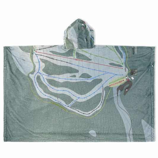 Phoenix Mountain, British Columbia Ski Resort Map Flannel Blanket Poncho