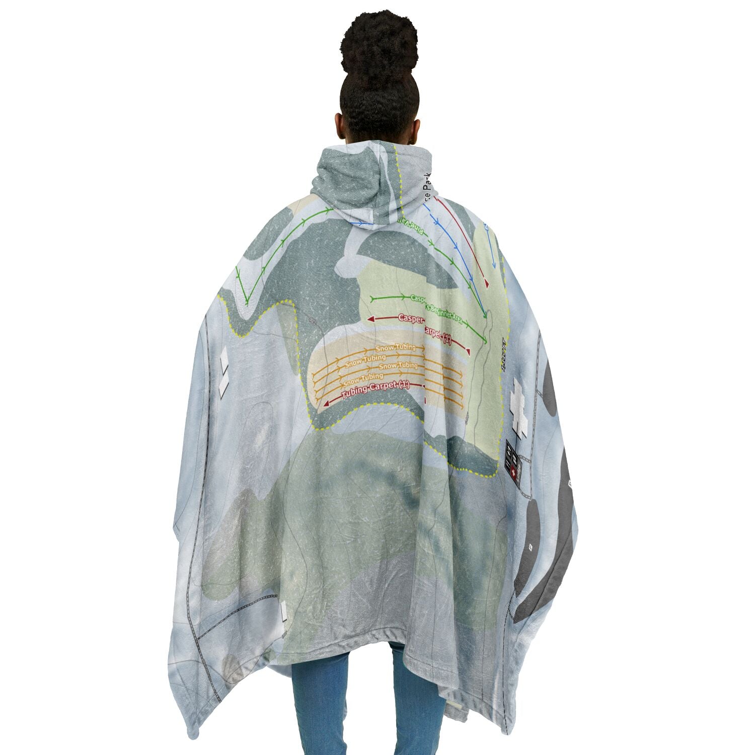 Boyce Park, Pennsylvania Ski Resort Map Flannel Blanket Poncho
