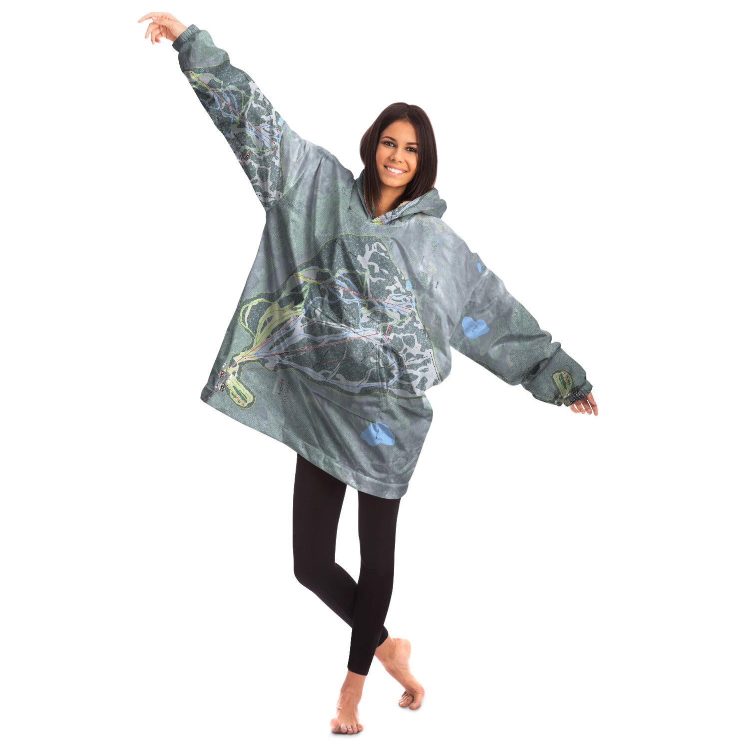 Eaglecrest, Alaska Ski Trail Map Snug Hoodie