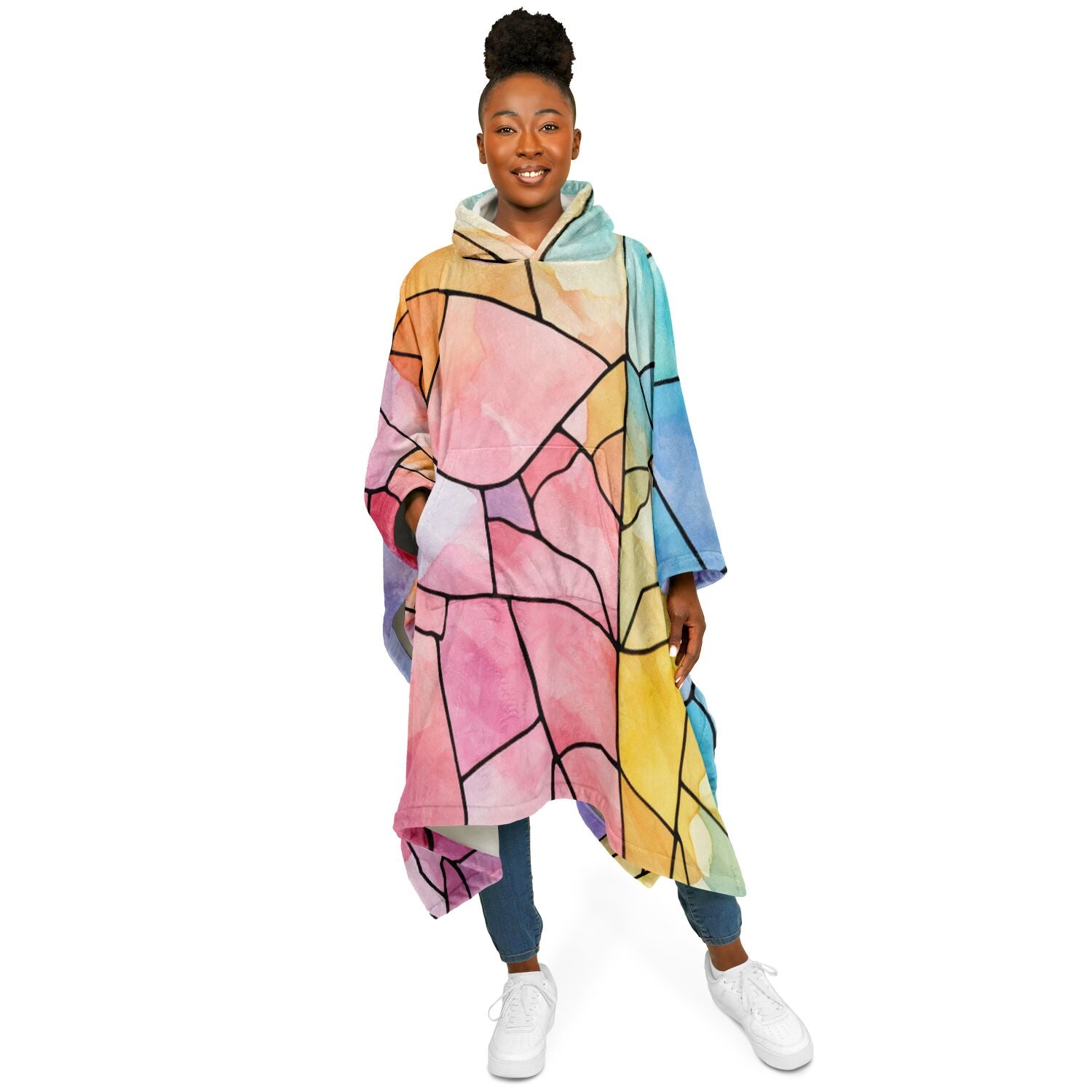 Stained Glass, Flannel Blanket Poncho