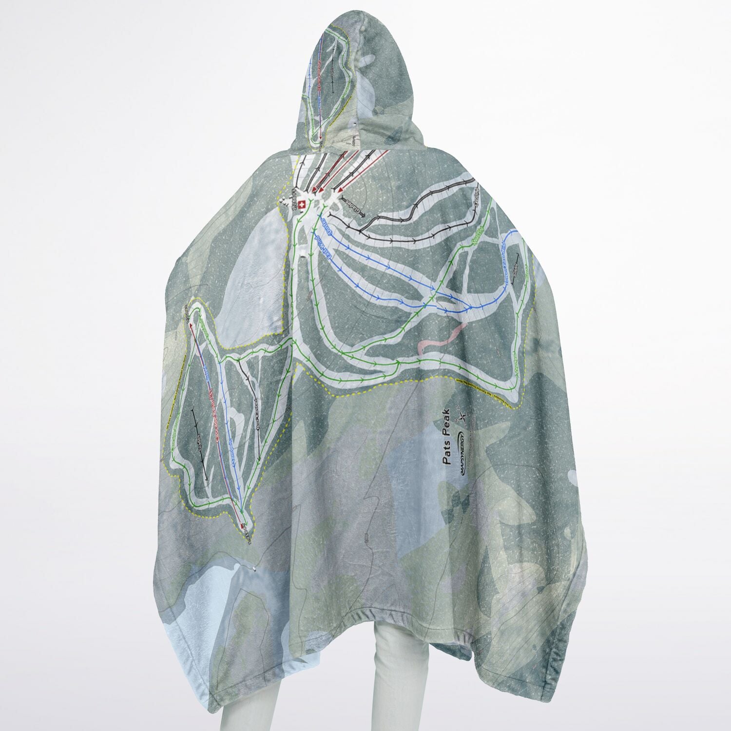 Pats Peak, New Hampshire Ski Resort Map Flannel Blanket Poncho