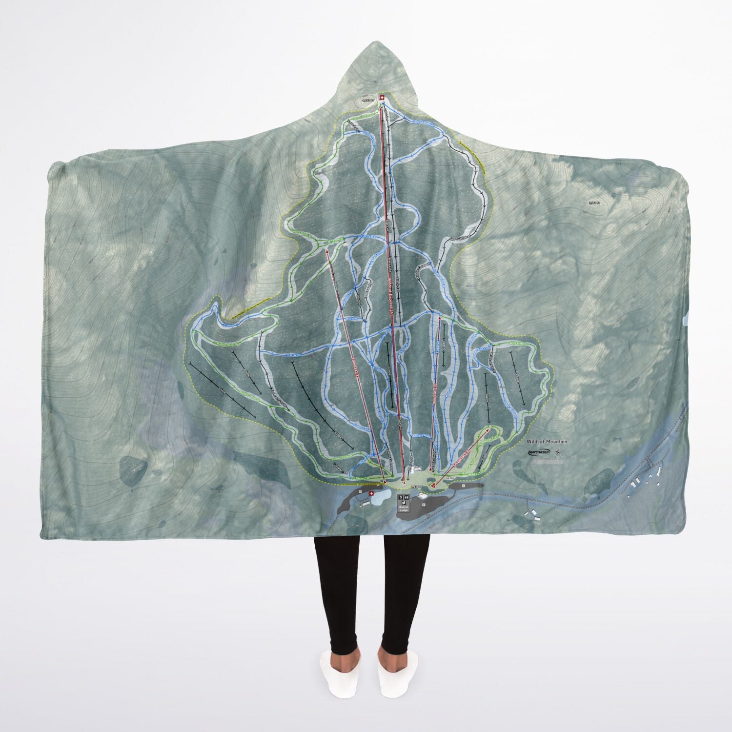 Wildcat Mountain, New Hampshire Ski Trail Map - Adult Hooded Blanket