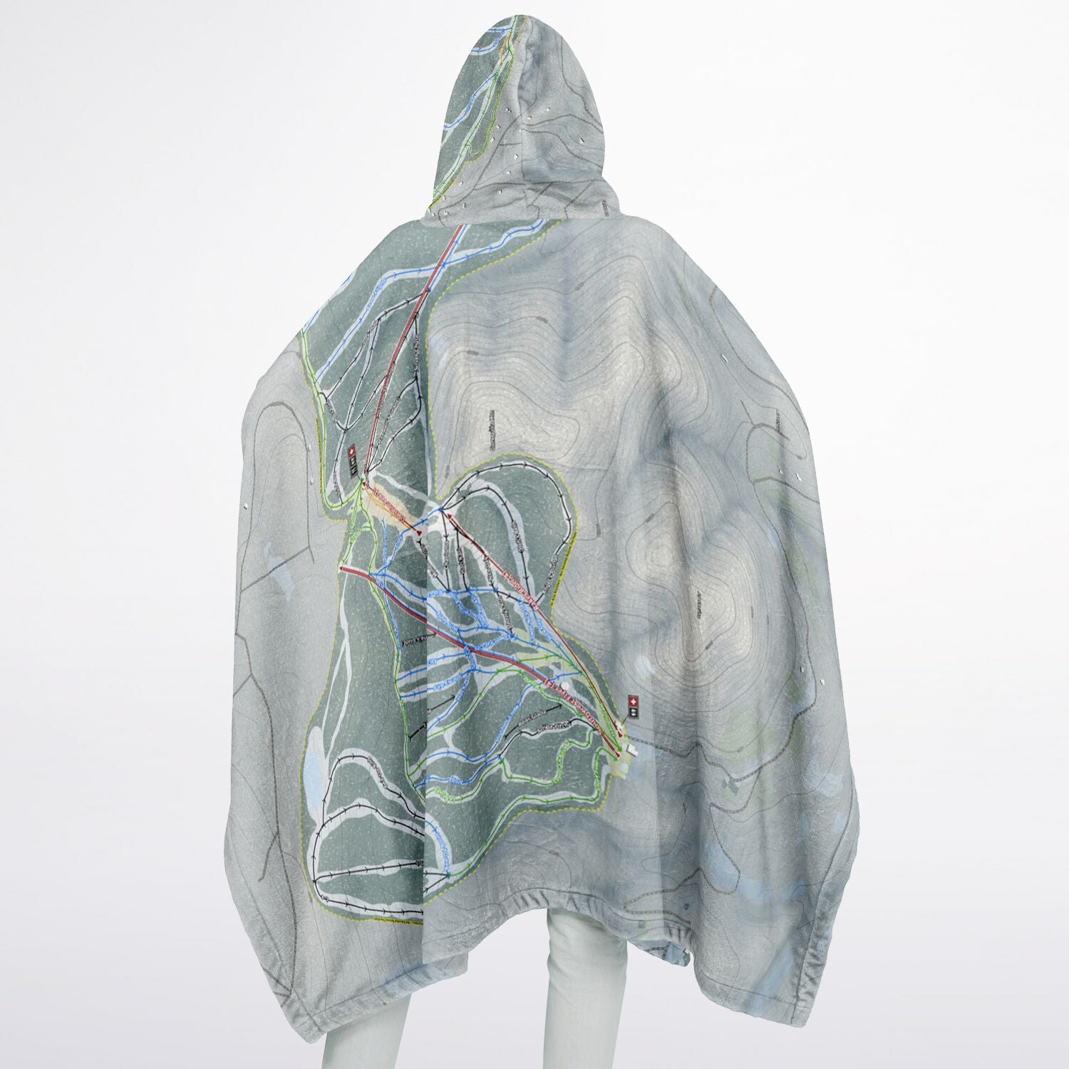 Angel Fire, New Mexico Ski Resort Map Flannel Blanket Poncho