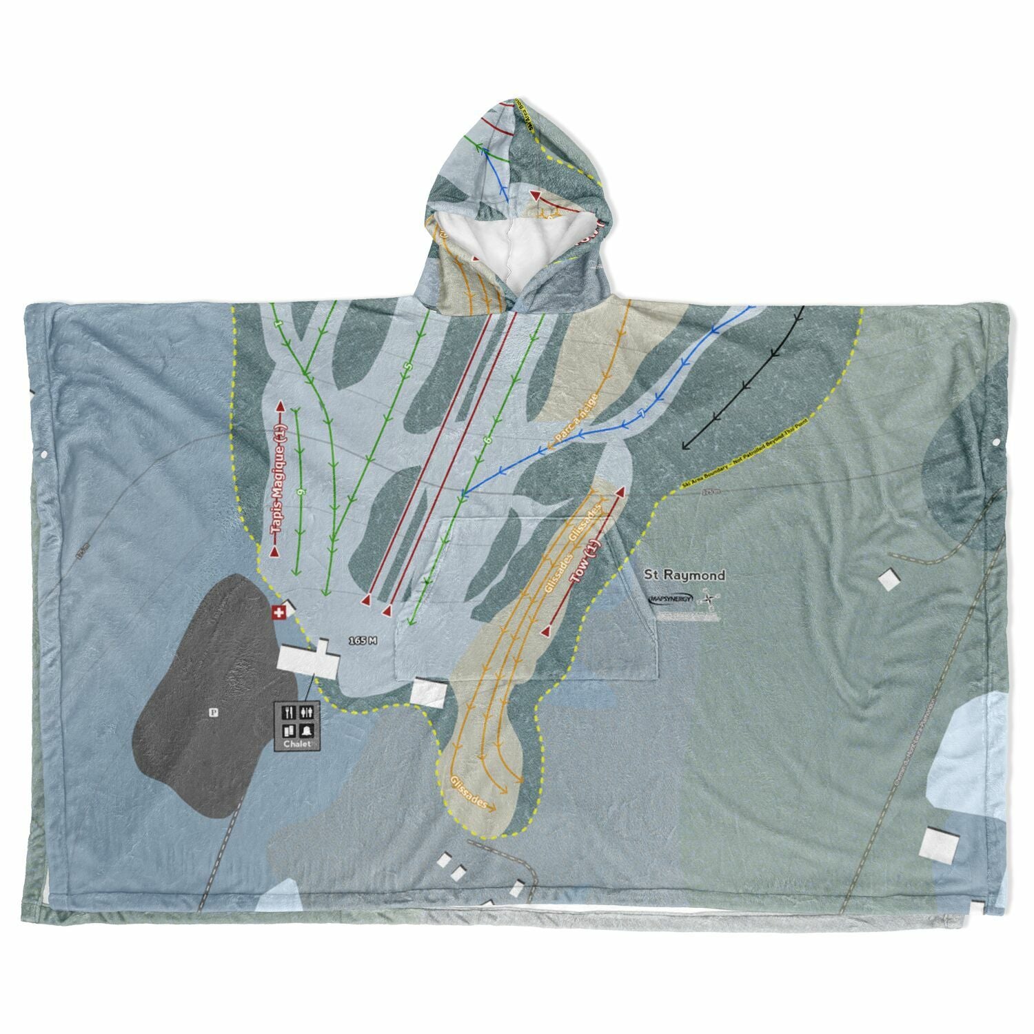 St Raymond, Quebec Ski Resort Map Flannel Blanket Poncho