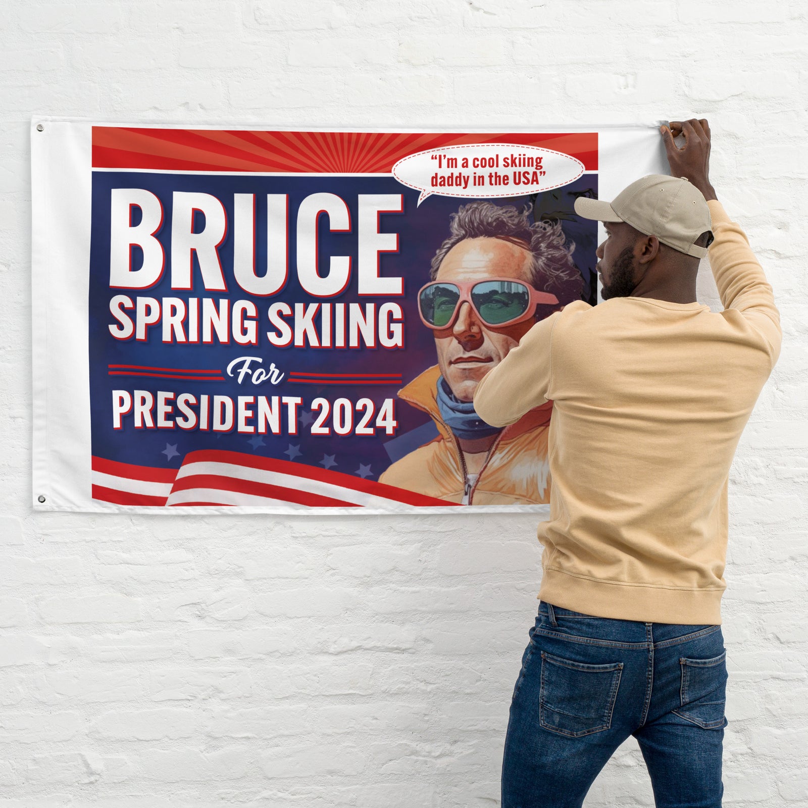 Bruce Spring Skiing For President 2024 Flag