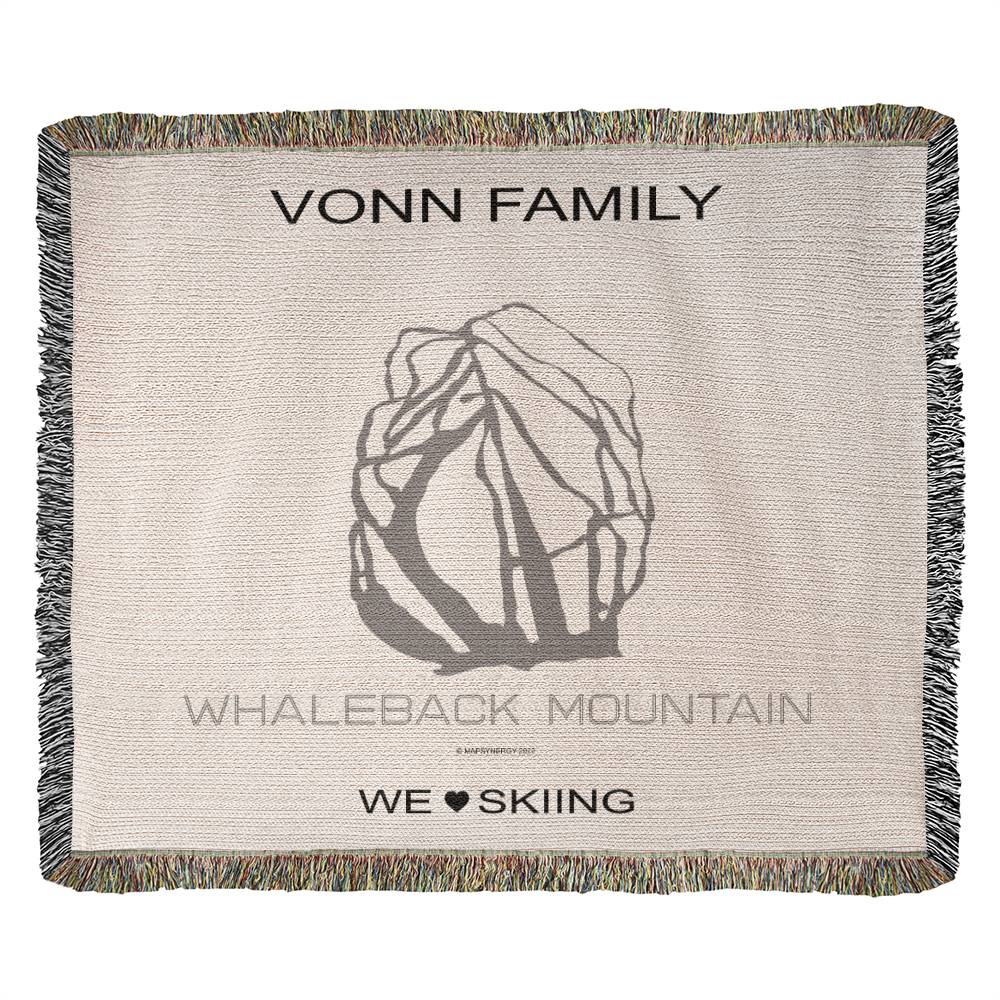 PERSONALIZED WHALEBACK MOUNTAIN, NEW HAMPSHIRE WOVEN BLANKET