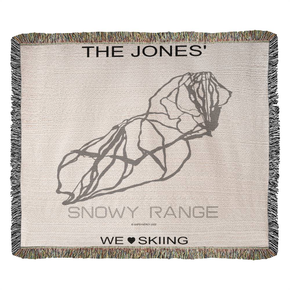 PERSONALIZED SNOWY RANGE, WYOMING WOVEN BLANKET