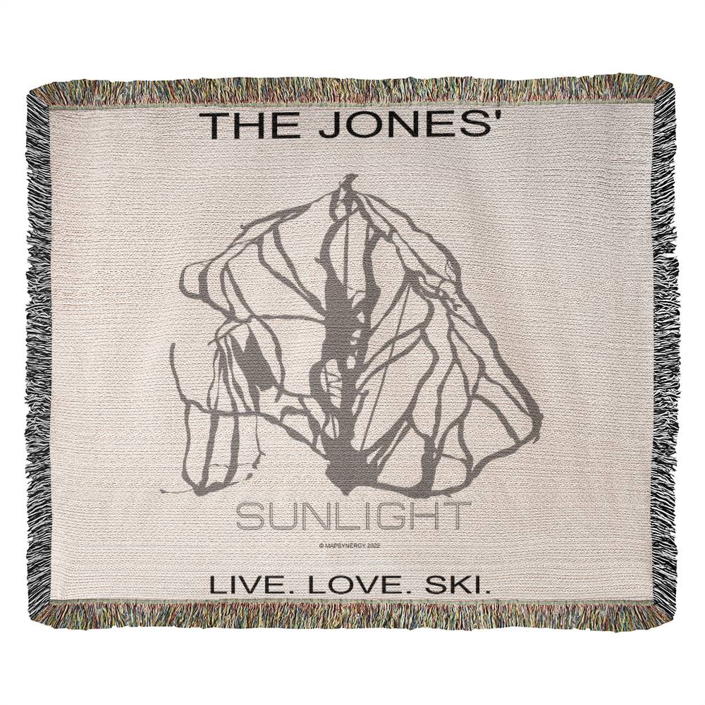 Personalized Sunlight Mountain Resort, Colorado Ski Trail Map woven blanket