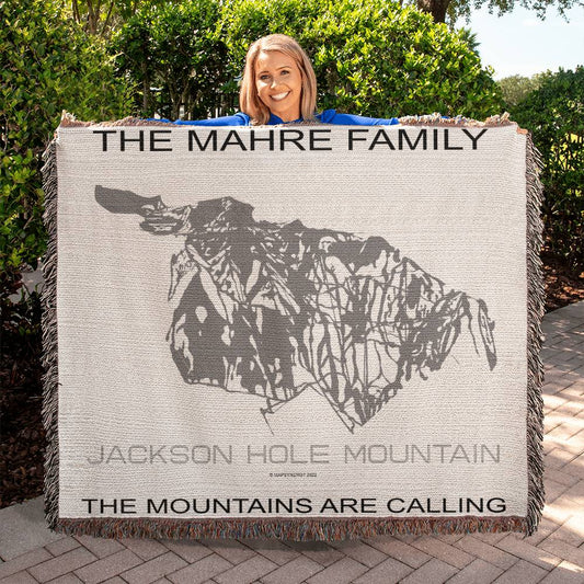 PERSONALIZED JACKSON HOLE MOUNTAIN, WYOMING WOVEN BLANKET