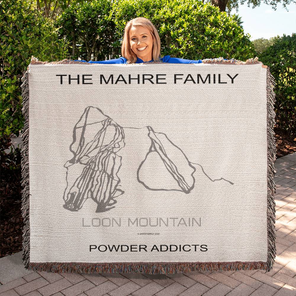 PERSONALIZED LOON MOUNTAIN, NEW HAMPSHIRE WOVEN BLANKET