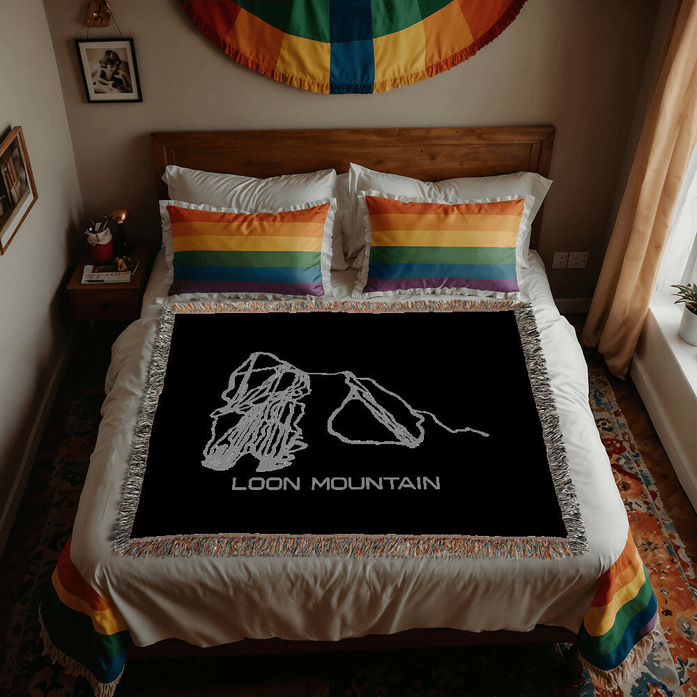 PERSONALIZED LOON MOUNTAIN, NEW HAMPSHIRE WOVEN BLANKET