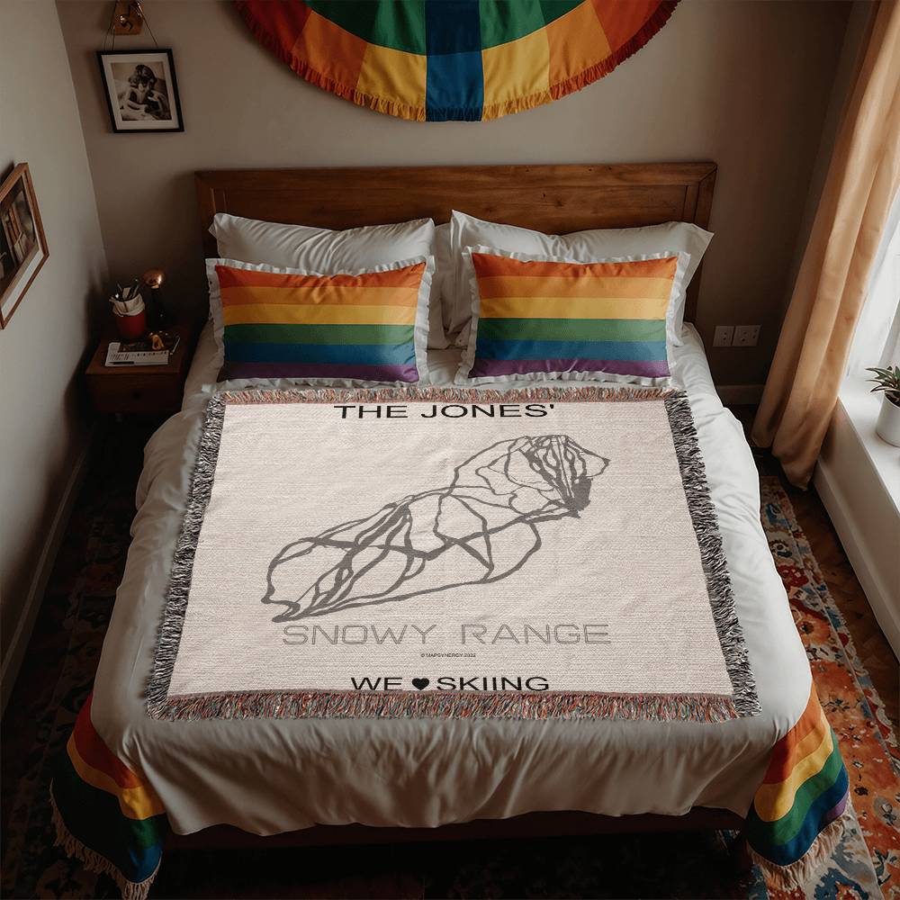 PERSONALIZED SNOWY RANGE, WYOMING WOVEN BLANKET