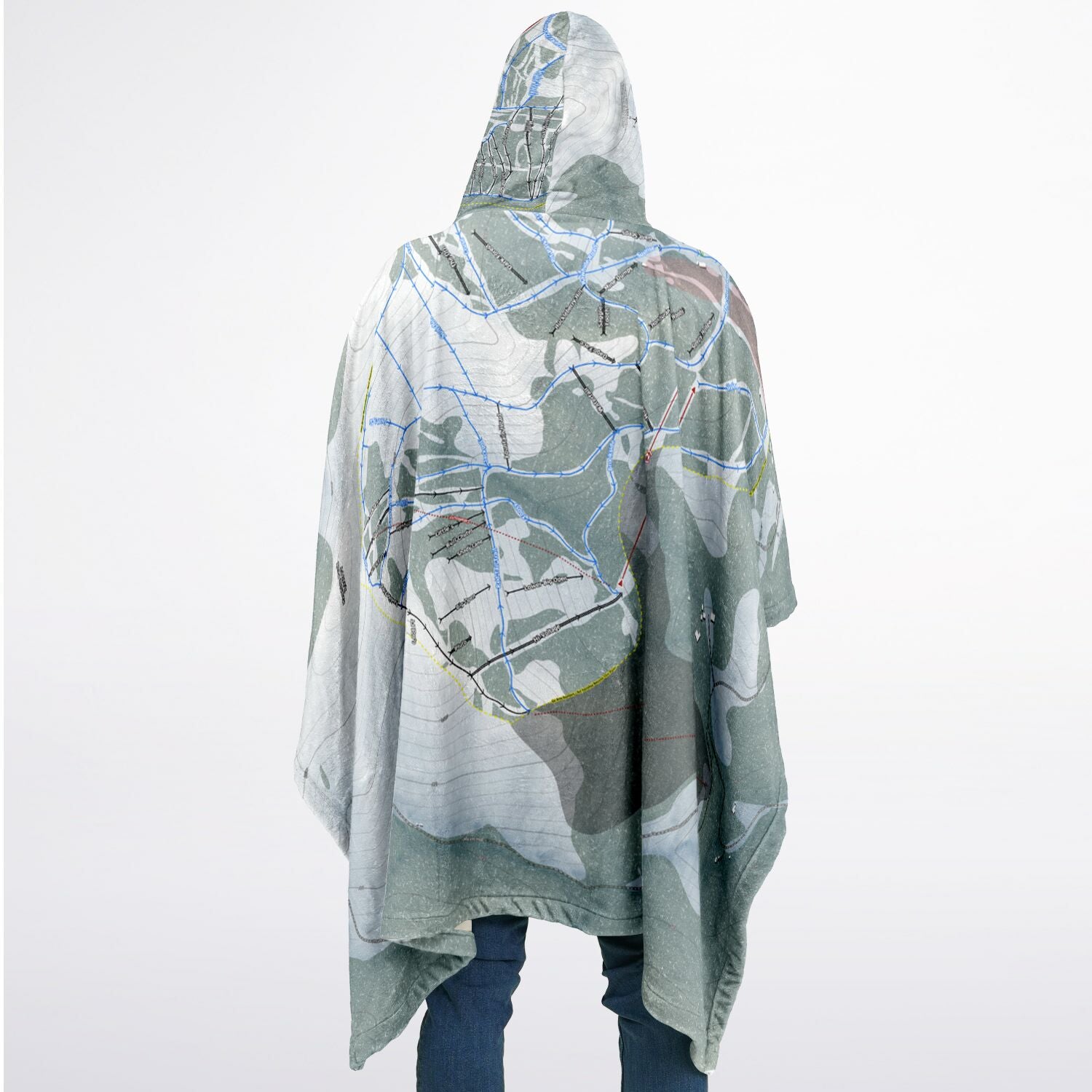 Great Divide, Montana Ski Resort Map Flannel Blanket Poncho