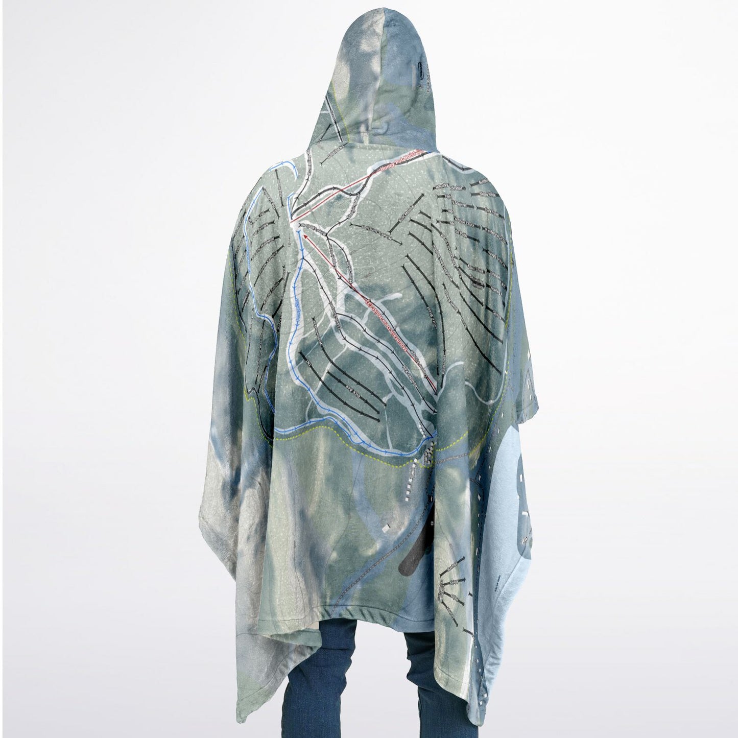 Mount Bohemia, Michigan Ski Resort Map Flannel Blanket Poncho