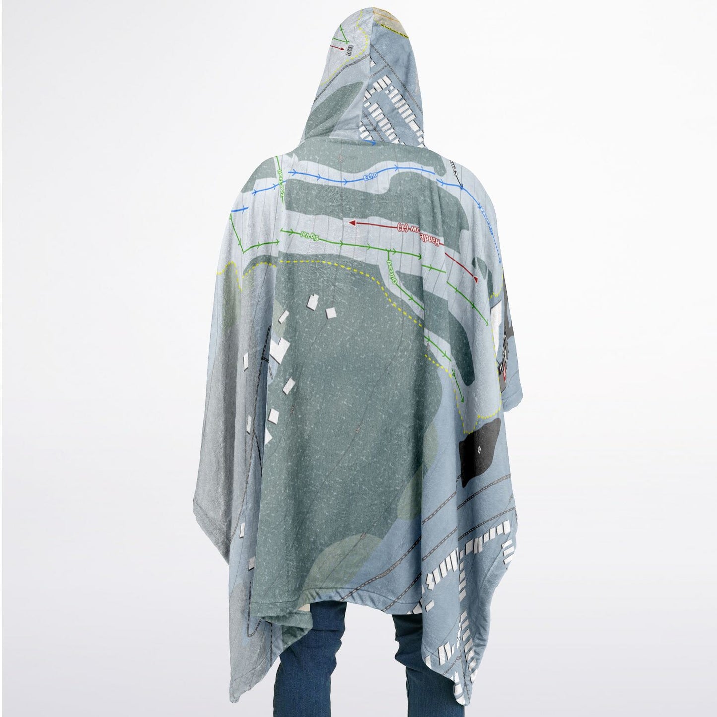Val Bialas Ski Center, New York Ski Resort Map Flannel Blanket Poncho