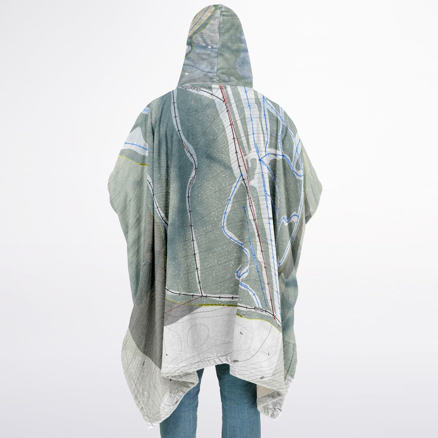 Bigrock Mountain, Maine Ski Resort Map Flannel Blanket Poncho