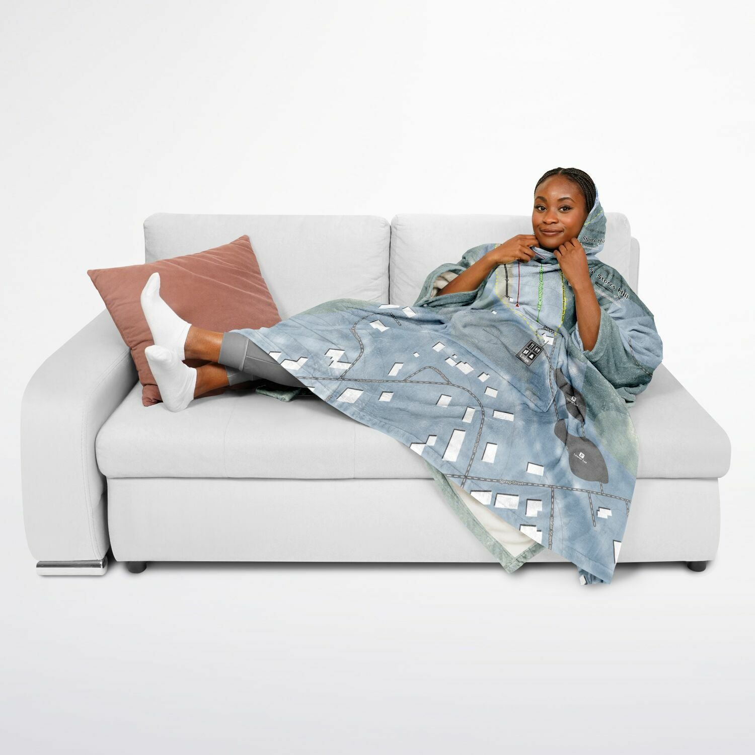 Storrs Hill, New Hampshire Ski Resort Map Flannel Blanket Poncho