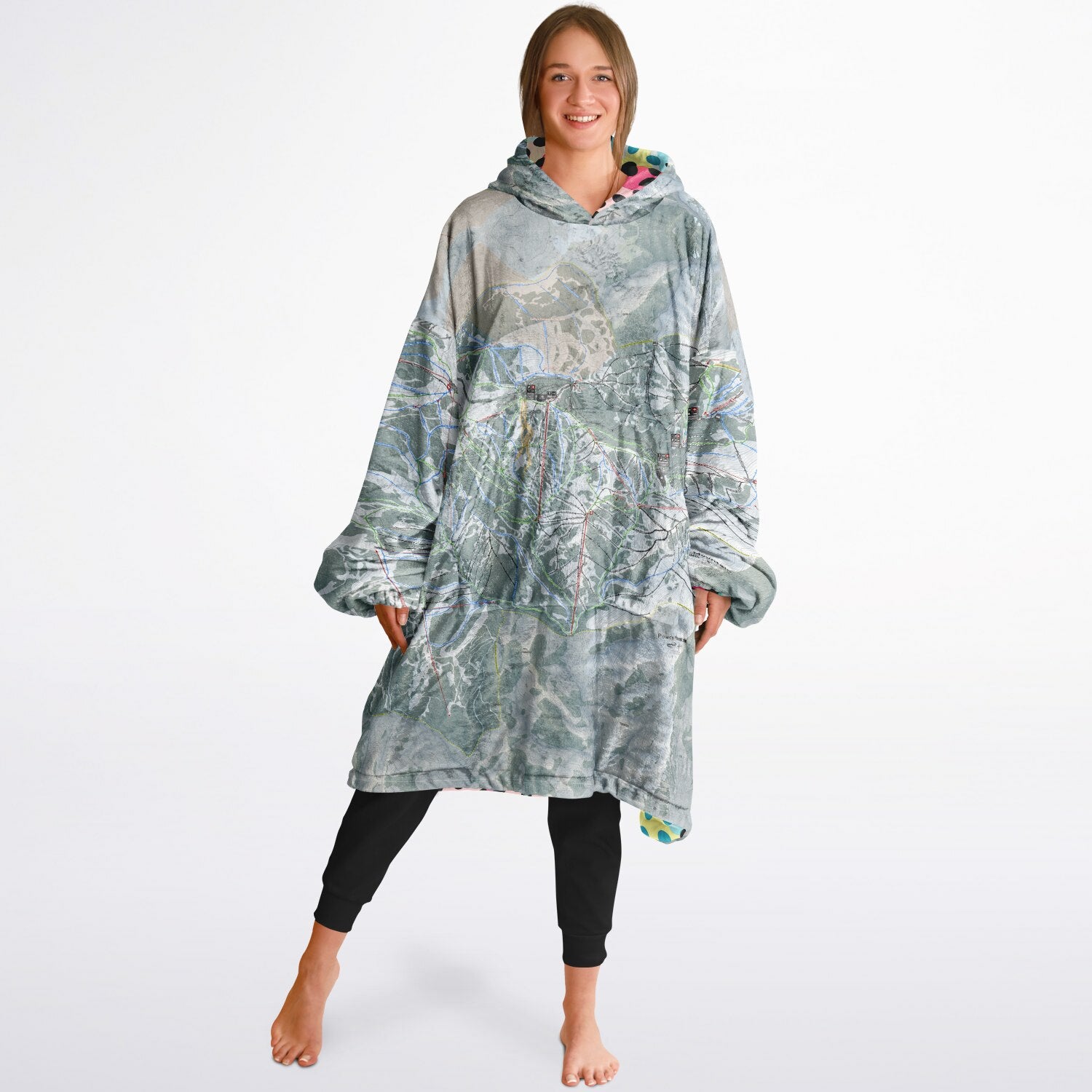 Powder Mountain, Utah Ski Resort Map Reversible Snug Hoodie