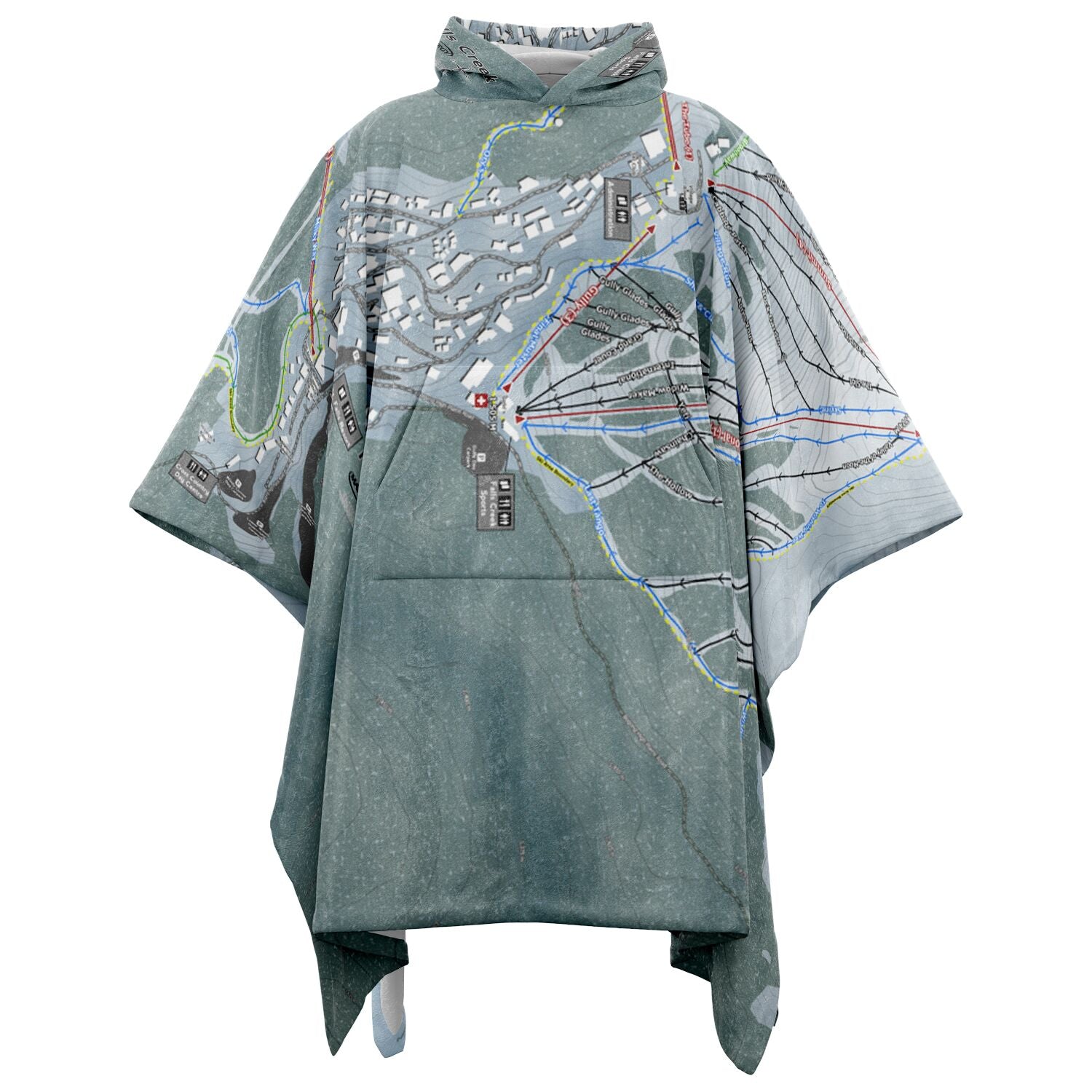 Falls Creek, Australia Ski Resort Map Flannel Blanket Poncho
