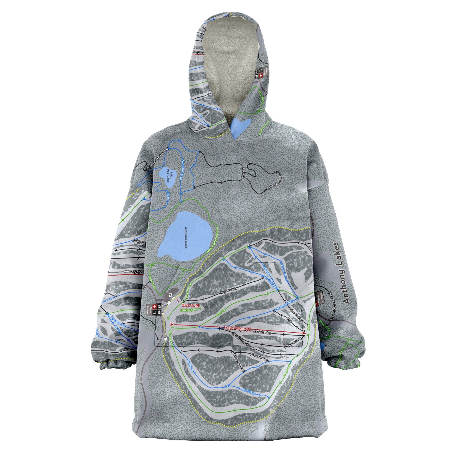 Anthony Lakes, Oregon Ski Trail Map - Snug Hoodie