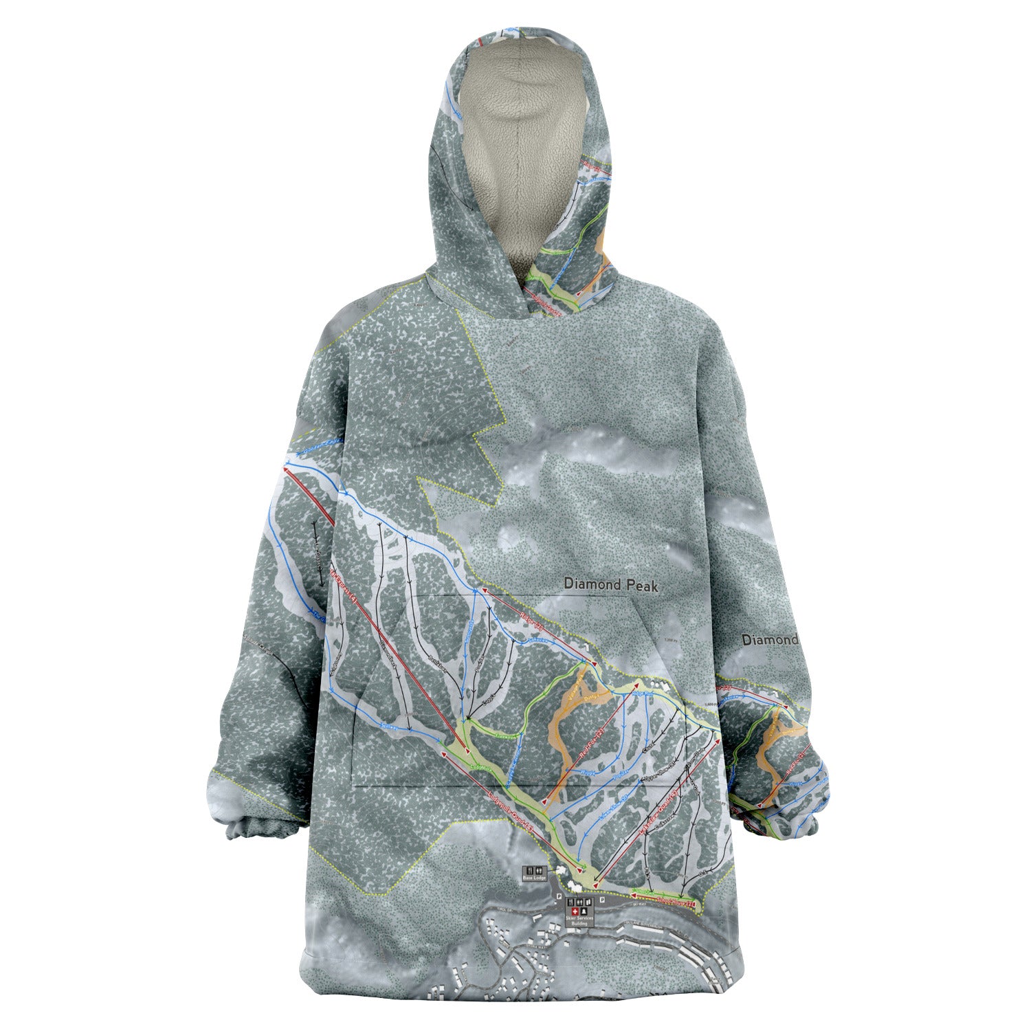 Diamond Peak, Nevada Ski Trail Map - Snug Hoodie