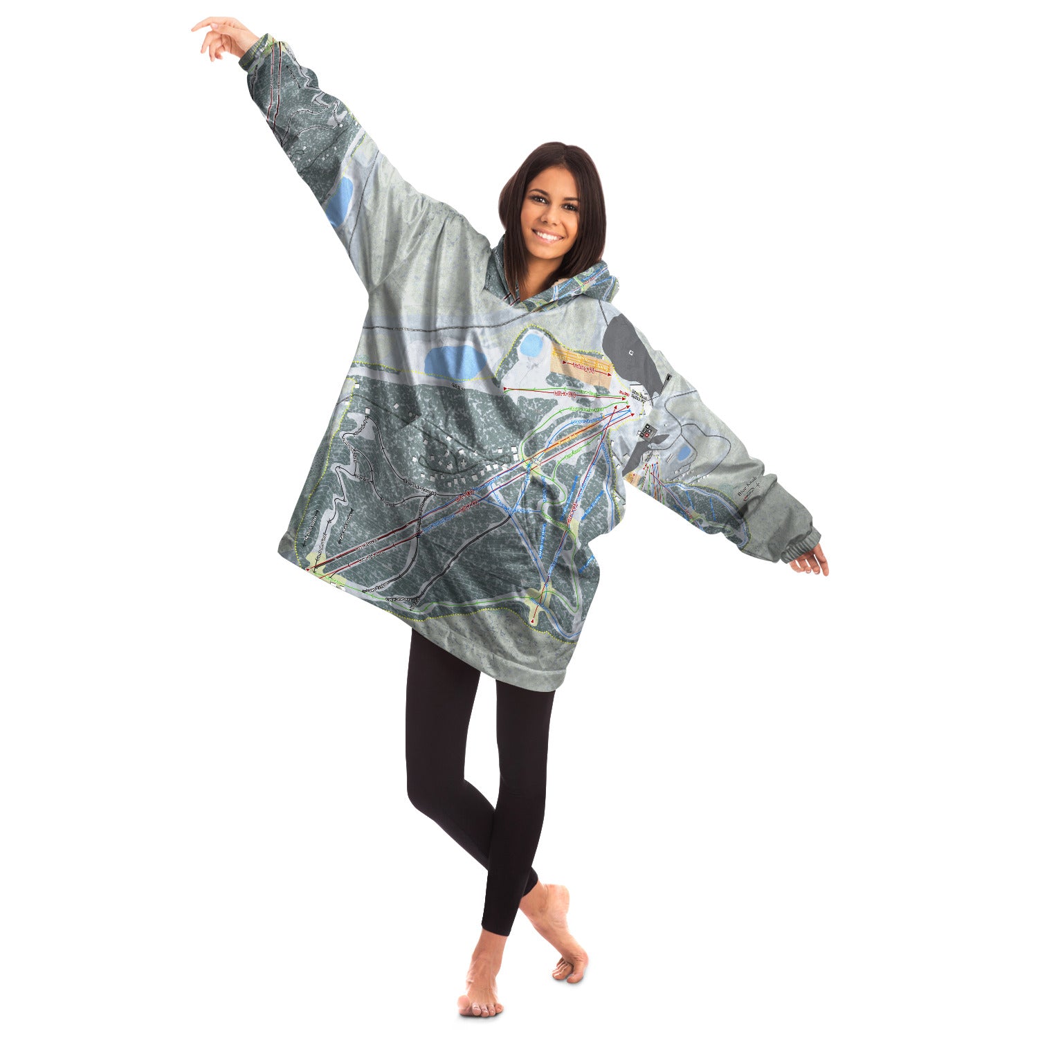 Blue Knob, Pennsylvania Ski Trail Map Snug Hoodie