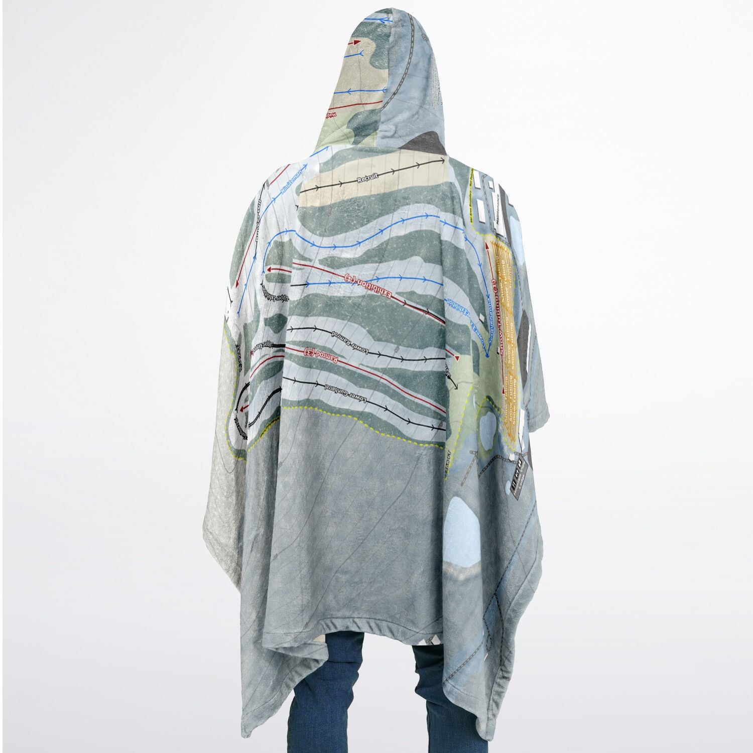 Roundtop, Pennsylvania Ski Resort Map Flannel Blanket Poncho