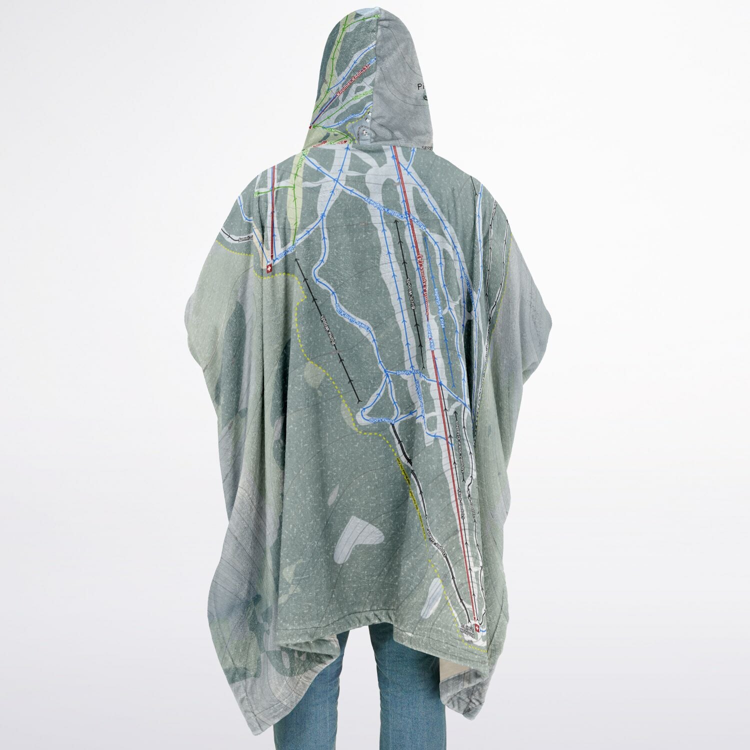 Pico Mountain, Vermont Ski Resort Map Flannel Blanket Poncho