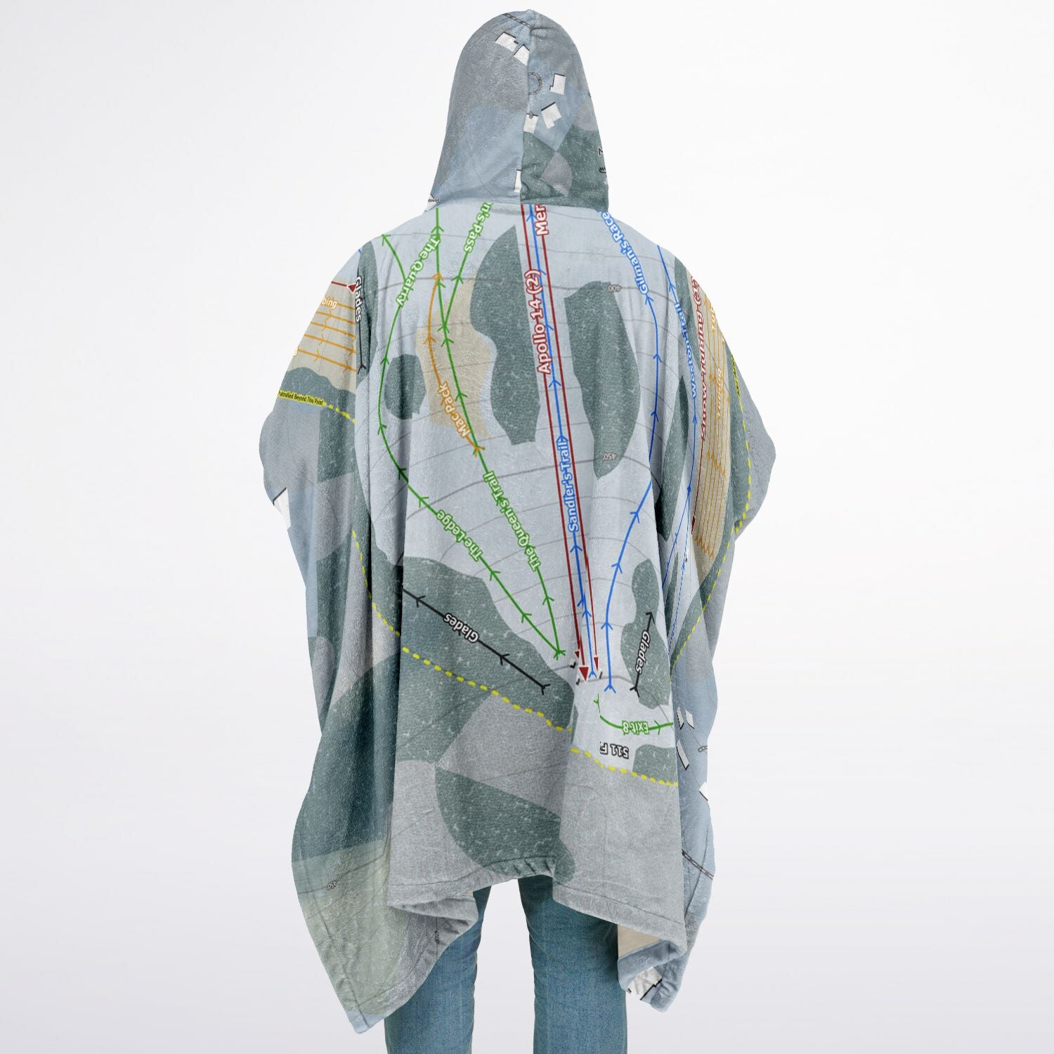 McIntyre, New Hampshire Ski Resort Map Flannel Blanket Poncho