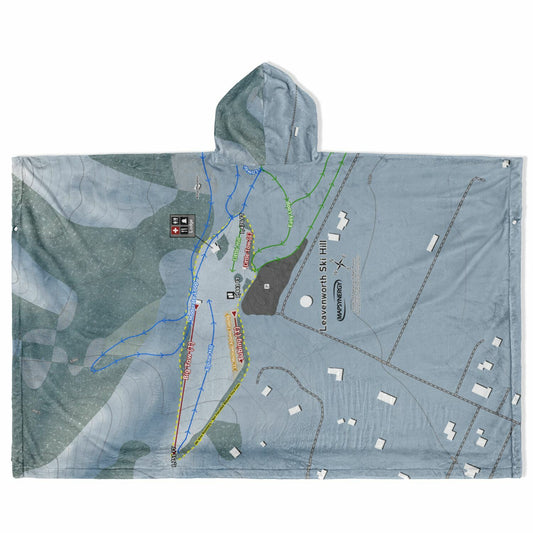Leavenworth Ski Hill, Washington Ski Resort Map Flannel Blanket Poncho